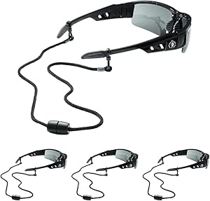 Ergodyne Skullerz 3251 Rope Slip Fit EyeWear Lanyard, Black (Pack of 4)