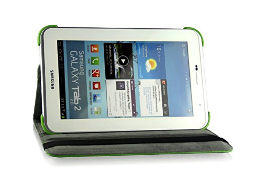RUBAN 360 Degress Rotating Stand PU Leather Case Cover / Screen Protector / Stylus for Samsung Galaxy Tab 2 7" Tablet P3100 (GREEN)