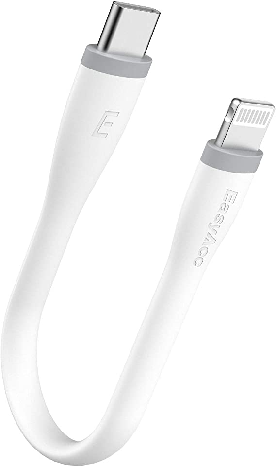 EasyAcc USB C to Lightning Cable Short PD Fast Charge iPhone Charger Cable Data Sync Cable 0.5ft for iPhone 11 Xs XR Max iPad Air, White