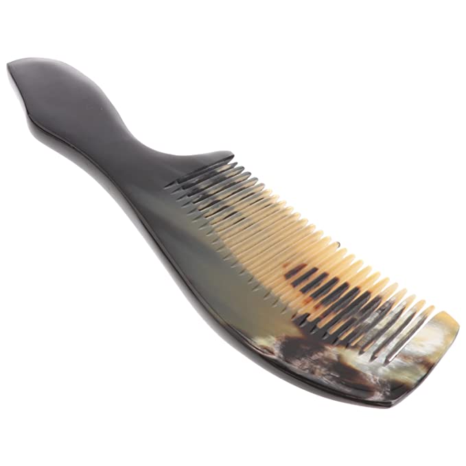 DOITOOL Natural Ox Horn Comb Handmade Buffalo Horn Fine Tooth Hair Combs with Handle Portable Massage Comb Anti- static Elegant Hairdressing Comb for Women Girls