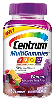 Centrum Women MultiGummies Multivitamin/Multimineral Supplement (Natural Cherry, Berry, & Orange Flavor, 150-Count Gummies)