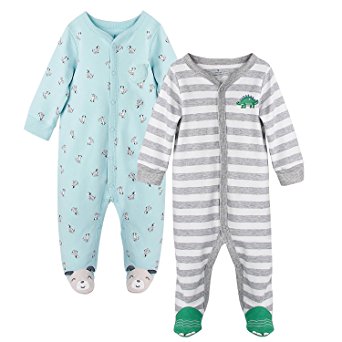 Future Founder Baby Boy Footed Pajamas, Soft Cotton Long Sleeve Jumpsuit,Footie, 2 Pack