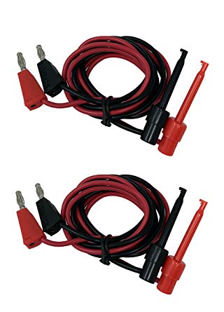 Tetra-Teknica TMA006 Stackable Banana Plug to Minigrabber Test Lead Set, 20AWG Copper Wire, 40 Inch, Color Black and Red, 2 Sets 4 Patch Cords