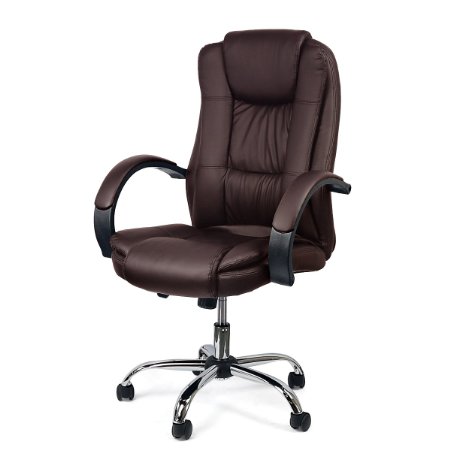 Executive Office Chair With PU Leather Back Support High-Back -Brown