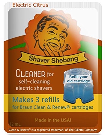Braun Clean & Renew Citrus, 3 cartridge refills=1 pack Shaver Shebang