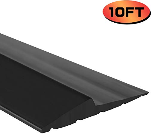 Universal Garage Door Bottom Threshold Seal Strip,Weatherproof Rubber DIY Weather Stripping Replacement, Not Include Sealant/Adhesive (10Ft, Black)