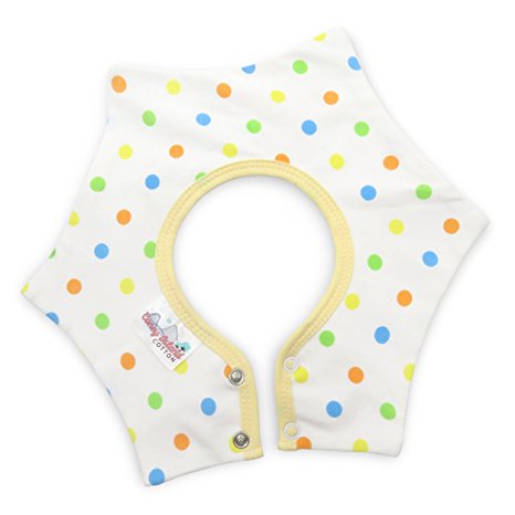 Coney Island Cotton Large Bib For Baby & Toddler Adorable Star Shape Dot Design For Boy Or Girl Soft Cotton Top & Waterproof