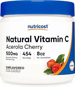 Nutricost Natural Vitamin C Powder (Acerola Cherry) (8oz) - Gluten-Free, Non-GMO