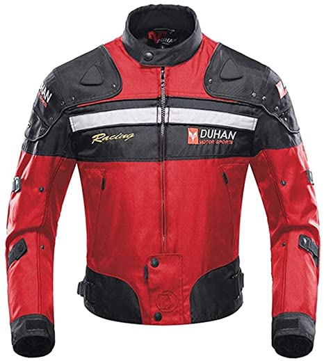 Motorcycle Jacket Motorbike Riding Jacket Windproof Motorcycle Full Body Protective Gear Armor Autumn Winter Moto Clothing (Red, L)