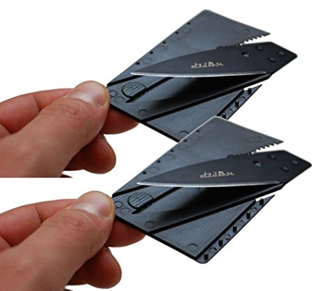 Atziloose Folding Credit Card Knife Pocket Knife (2-Pack) Fits Perfect in Your Wallet (Plastic Cover Handle) Stocking Stuffers Christmas Gifts for Him