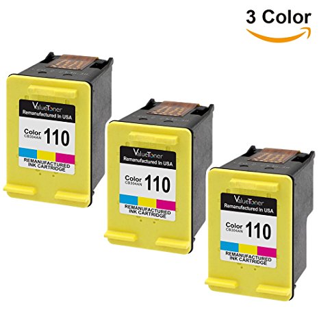 ValueToner Remanufactured Ink Cartridge Replacement for HP 110 CB304AN (Tri-Color, 3 Pack)