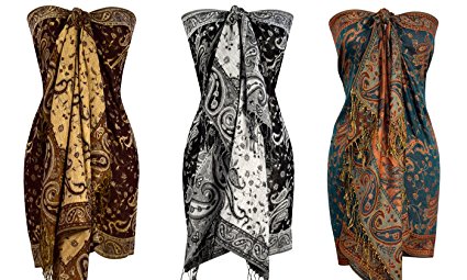 Peach Couture Elegant Double Layer Reversible Paisley Pashmina Shawl Wrap Scarf