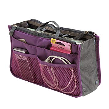 SAVFY Ladies Tidy Travel Insert Handbag Cosmetic Organiser Purse Large Liner Bag Pouch make up bag (Purple)