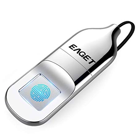 Eaget FU5 Fingerprint Encryption USB Flash Drive Fingerprint U Disk Data Security Protection Identification Business Office Metal Silver (64GB)