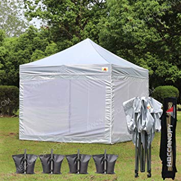 ABCCANOPY (18 colors) 10x10 Easy Pop up Commmercial Canopy Tent with Matching White Mesh Walls Bonus Rolly Carry Bag and 4x Weight Bag (gray)