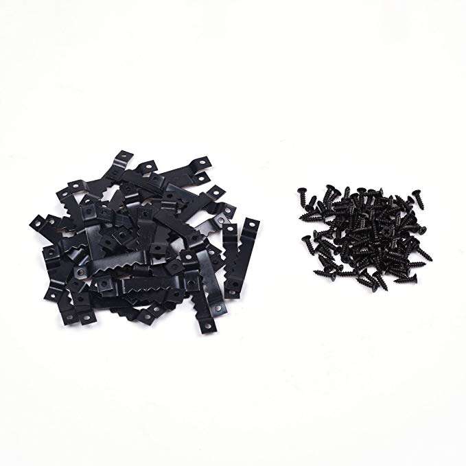 BCP 50pcs Black Picture Photo Frame Saw Tooth Hooks with Screws