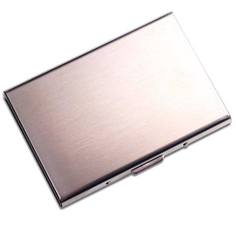 RFID Stainless Steel Wallet Card Holder - Brushed Metal For Premium Quality - Slim, Modern Credit Card Case - For Men & Women - Best Protection for your Bank and ID Cards against Cyber Fraud - Awesome Gift Box
