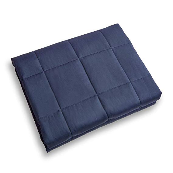 9.8 Newton Weighted Blanket, Various Sizes for Boys and Girls, Breathable Cotton with Glass Beads, 48”×72” - 15lbs, Navy Blue.