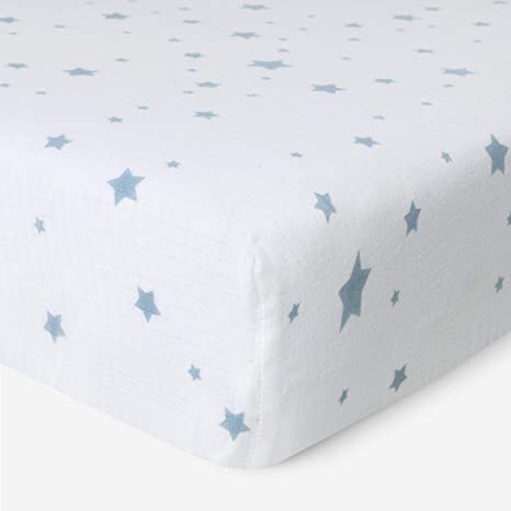 Newton Baby Organic Fitted Crib Sheet - 100% Breathable and Ultra-Soft, 100% Organic Muslin Cotton, Stardust Print, Fits All Standard Cribs