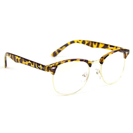 Cyxus Blue Light Filter Semi-rimless Glasses, Anti Eyestrain Computer Reading Glasses (Leopard Print Frame)