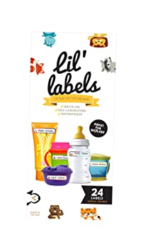 Lil' Labels Bottle Labels, Write-On Name, Self-Laminating, Waterproof, Baby Bottle Label for Daycare, Plus 2 Bonus Gifts, Animal Friends, Set of 2