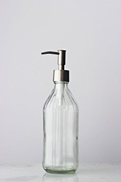 Vintage Inspired Glass Soap Dispenser w/ Rustic Stainless Pump