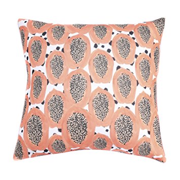Homier Orange Color Papaya Fruits Decorative Pillow Case Cushion Cover - Bright Orange Graphic Design Print on Modern White - Large, 22 x 22 Inches