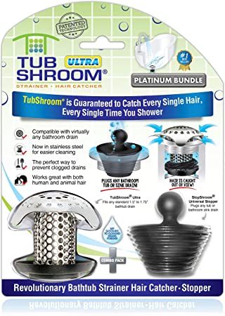 TubShroom Bathtub Hair Catcher Drain Protector Silicone Stainless Steel Standard