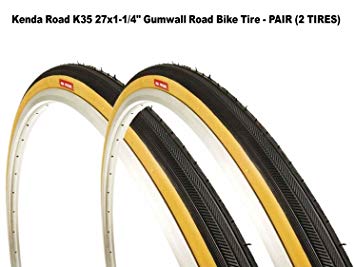 Kenda k35 Gumwall Sidewall 27 x 1-1/4" Road Bicycle Tires Wire Bead - PAIR (2 TIRES)