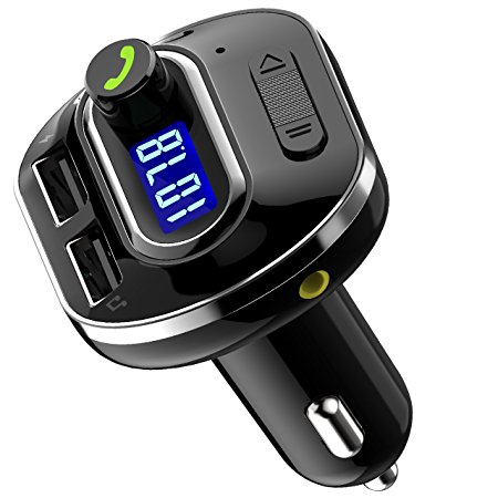 VicTsing V4.1 Bluetooth FM Transmitter for Car, Wireless Radio Transmitter Adapter with USB Charger, Music Player Support Aux Output, TF Card and U-Disk, Hands Free for iPhone, Smartphones