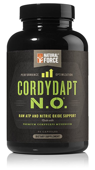 Natural Force® Cordydapt N.O. - POWERFUL NITRIC OXIDE BOOSTER and NATURAL PRE-WORKOUT – With Herbs for Energy, Paleo, Vegan, Non GMO, Gluten Free and Caffeine Free Pre-Workout, 90 V-Capsules