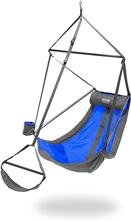 ENO Lounger Hanging Chair - Portable Outdoor Hiking, Backpacking, Beach, Camping, and Festival Hammock Chair - Royal/Charcoal