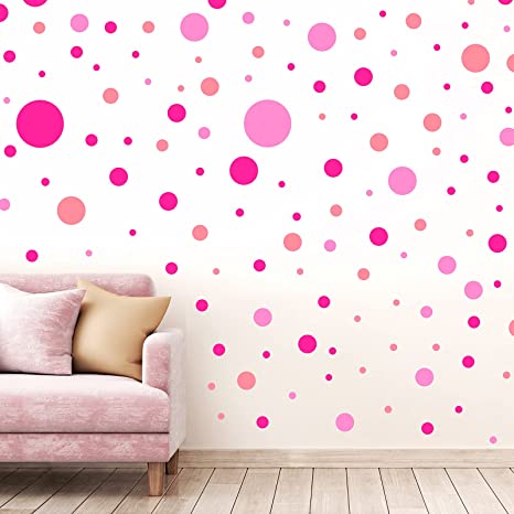 264 Pieces Polka Dots Wall Sticker Circle Wall Decal for Kids Bedroom Living Room, Classroom, Playroom Decor Removable Vinyl Wall Stickers Dots Wall Decals (Pink Colors)