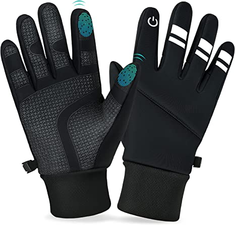 AUOKAI Winter Warm Gloves, Touch Screen Running Gloves, Windproof and Water Resistant Sports Gloves, Anti-slip Thermal Liner Gloves for Men Women Walking Riding Driving Cycling Skiing Hiking