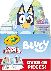 Crayola Bluey Art Kit for Kids (45pcs), Bluey Coloring Book Pages, Bluey Stickers for Kids, Bluey Toys For Girls & Boys, Holiday Gift, 4