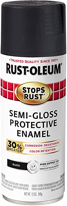 Rust-Oleum 338944 Stops Rust Advanced Spray Paint, 12-Ounce, Semi-Gloss Black