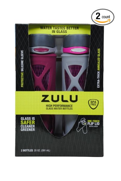 Zulu High Performance Glass Water Bottle 2-pack