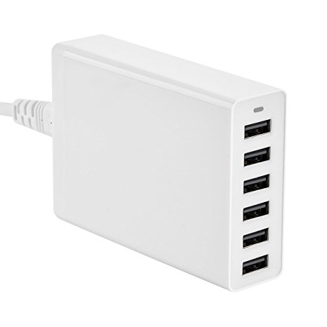 6-Port 60W/12A USB Travel Wall Charger Charging Station,Intelligent Rapid USB Charge for Apple iPhone, iPad, Samsung S6 and USB Charged Devices.White YIHunion