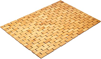 Morvat Bamboo Bath Mat, Bath Mat, Bamboo Shower Mat, Bamboo Floor Mat, Wood Bath Mat, Wood Shower Mat, Moisture Resistant, Lattice Design, Quick Drying, 27”x16”