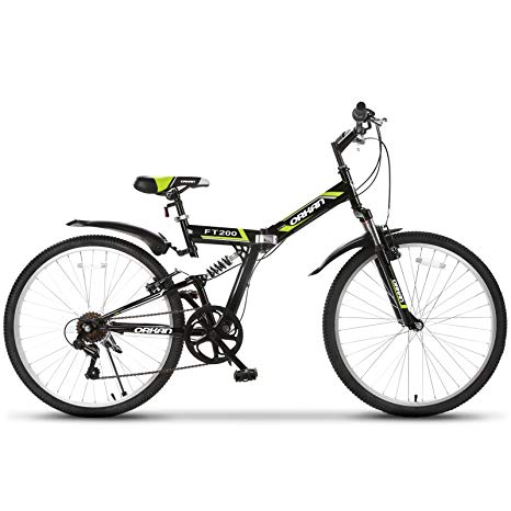 ORKAN Aomais 26" Folding Mountain Bike 7 Speed Foldable Commuter Bicycle Full Suspension & Shimano Derailleur
