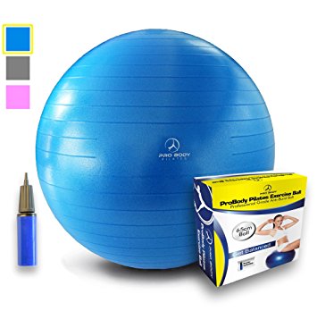 Exercise Ball - Professional Grade Anti-Burst Yoga Ball, Balance Ball for Pilates, Yoga, Stability Training and Physical Therapy