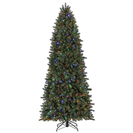 Evergreen Classics Vermont Spruce 9 ft Color Changing Pre-Lit Artificial Christmas Tree w/750 LED Lights & Folding Metal Stand
