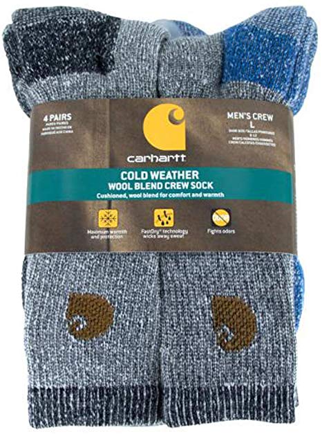 Carhartt Men's 4 Pack Thermal Wool Blend Boot Sock