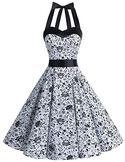 Dresstells Vintage 1950s Rockabilly Polka Dots Audrey Dress Retro Cocktail Dress