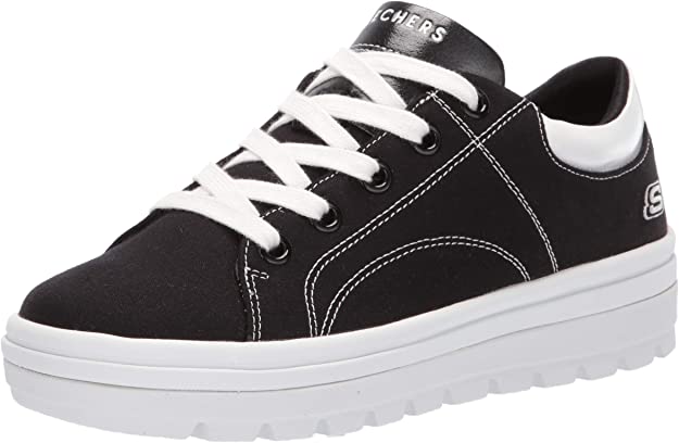 Skechers Women's Street Cleat. Canvas Contrast Stitch Lace Up Sneaker