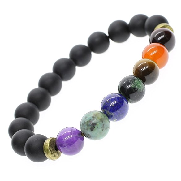 AmorWing Unisex 7 Chakra Healing Mala Gemstone Bracelet