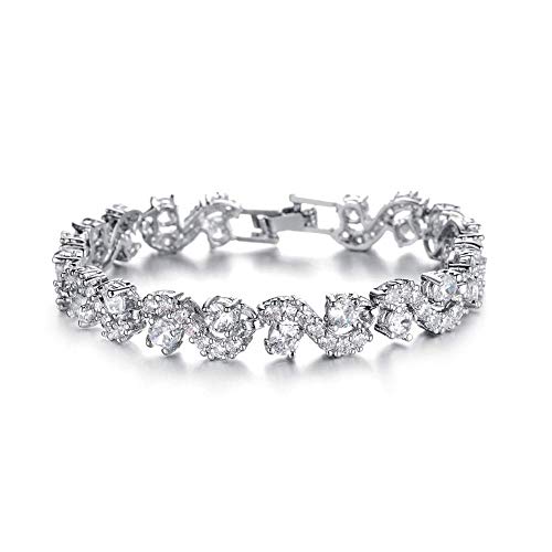OPK Bracelets for Women - Crystal Bangle - White Gold Plated Rhinestone Cubic Zirconia Womens Jewelry Gifts for Her