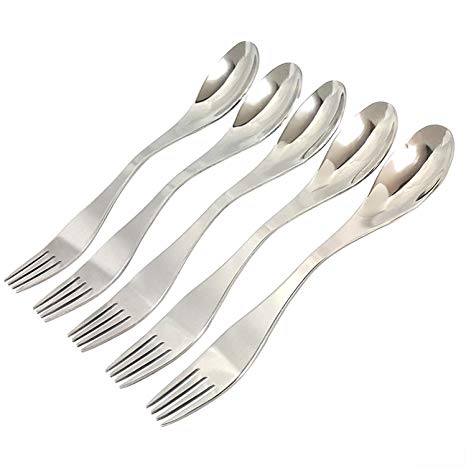 7 COLOR WINGS All-in-One Camping Utensils Cutlery Set - Spork Stainless Steel - Survival Gear Supplies for Backpacking Hiking Compact Mess Kit - 3-in-1 Fork Knife Spoon