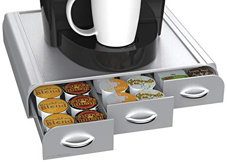 Mind Reader 36 Capacity K-Cup, Dolce Gusto, CBTL, Verismo, Single Serve Coffee Pod Holder Drawer, Silver