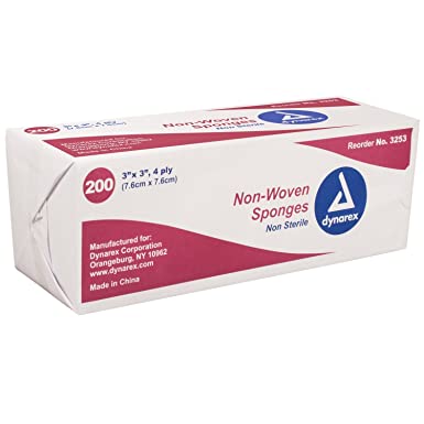 Gauze Non- Woven Sponges Non-Sterile - 3 in X 3 in - 4 Ply - 200 ea